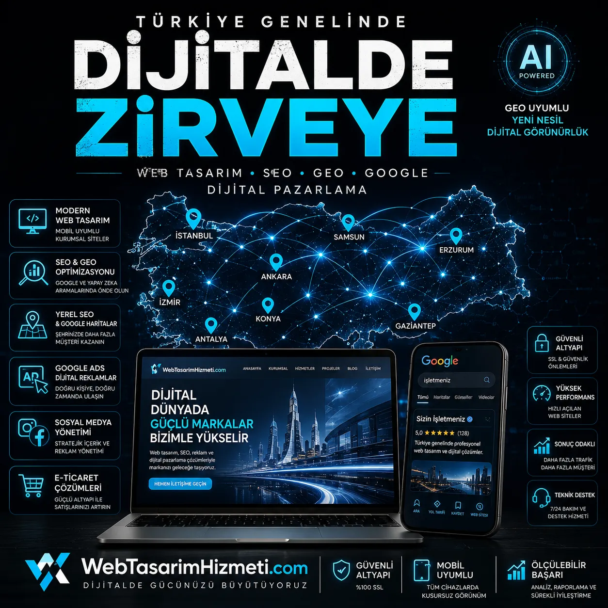 Türkiye Geneli Web Tasarım, SEO ve GEO Hizmetleri | WebTasarimHizmeti.com